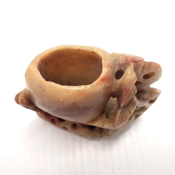 Authentic Vintage Chinese Carved Soapstone Brush/Ink Pot with Bird Detail EUC - Picture 5 of 6